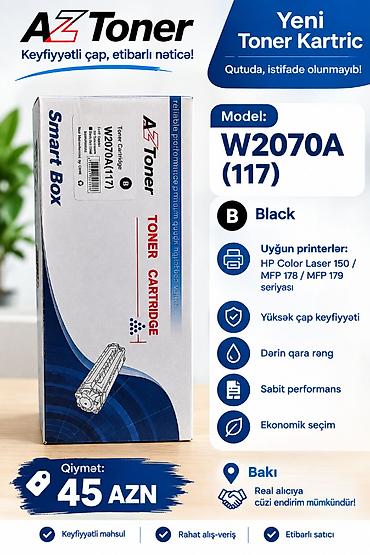 Kartriclər: AZ Toner W2070A (117) qaradərili toner kartrici - Rəng: Black (qara) — 1