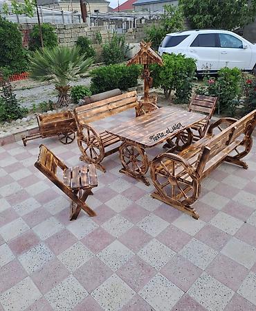 набор инструментов: Açıq hava üçün dekorativ taxta mebel dəsti - Komplekt: 1 ədəd — 3