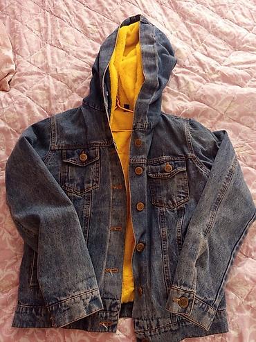 herbi paltar satisi: Kapüşonlu içi tüklü cins gödəkçə - Material: klassik mavi denim (üst — 1