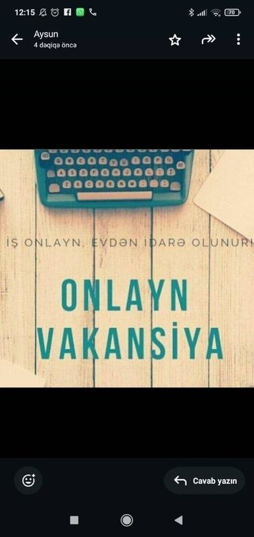 Satış üzrə menecerlər: Satış meneceri tələb olunur, Yalnız qadınlar üçün, İstənilən yaş, Təcrübəsiz, Həftəlik ödəniş