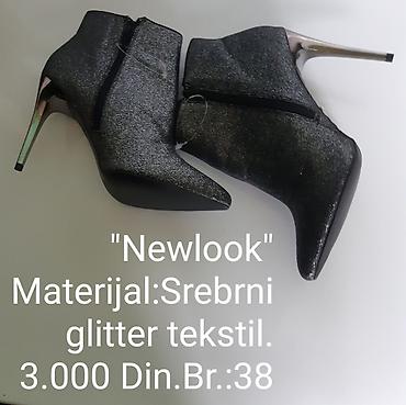 Gležnjače: New Look ženske gležnjače na štiklu - Materijal: srebrni glitter — 1