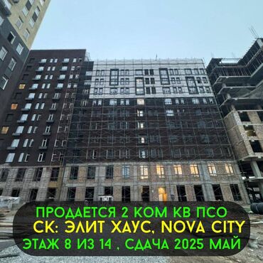 Продажа участков: 2 комнаты, 59 м², Элитка, 8 этаж, ПСО (под самоотделку)