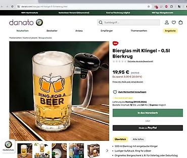 Čaše: Kriger krigla za pivo sa zvonom – 0,5 l - Staklena krigla zapremine — 1