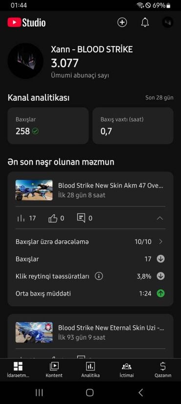 Tinglər: Youtube hesabı Təcili satılır