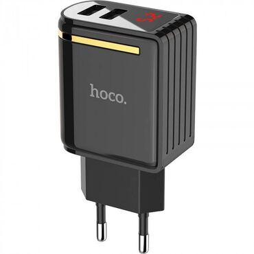 reqemsal: Hocо C39A 2 USB çıxışlı və rəqəmsal ekranlı qara şarj cihazı. C39A İki