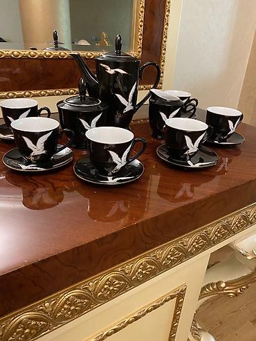 Qab-qacaq və mətbəx ləvazimatları: Çay dəsti, rəng - Qara, Farfor, 6 nəfərlik — 1