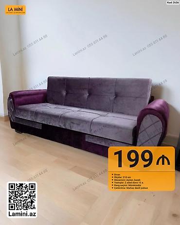 yer divanlari: Divan – kod: 2656 - Ölçü: 210 sm - Mexanizm: açılan, bazalı (yataq — 1