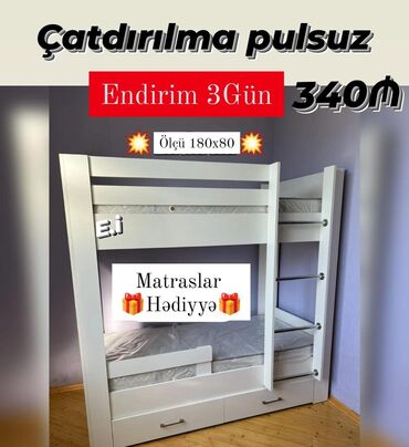 islenmis matraslar: Oğlan və qız üçün, Yeni, Çarpayı, Matras ilə