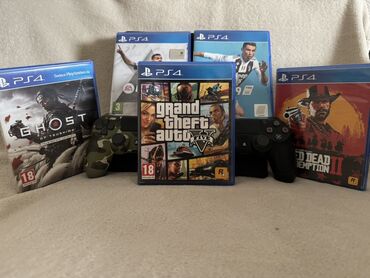 playstation oyunları: 🔹 Sony PlayStation 4 Slim 500GB + 2 original pult + 5 oyun Konsol