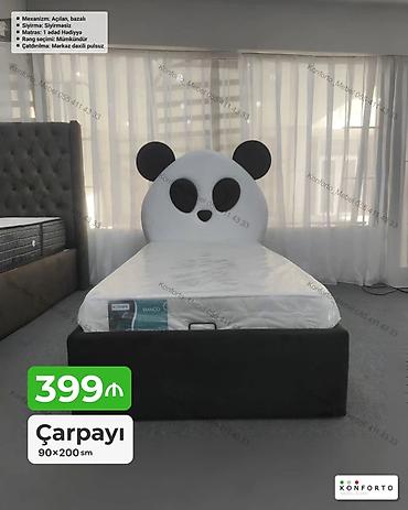 panda geyimi: Uşaq otaqları üçün panda başlıqlı çarpayı - Ölçü: 90×200 sm - — 1