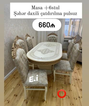 дубовый стол: Qonaq otağı üçün, Yeni, 6 stul