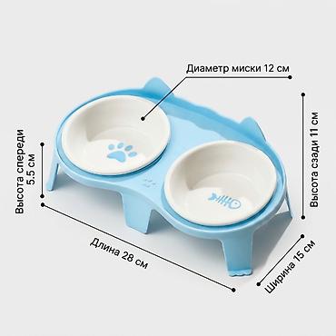 Үй жаныбарлары үчүн товарлар: Двойная миска на подставке для кошек/щенков - Форм‑фактор: две — 4