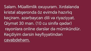 kristal abşeron bileceri evler: Salam. Müəllimlik oxuyuram. Xırdalanda kristal abşeronda öz evimdə