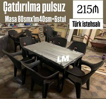 türk sobasi: Yeni Plastik masa dəsti📌 Türk istehsalı masa+6STUL 📌 Qiymət: 215₼