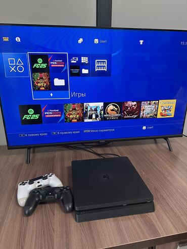 портативная игровая приставка: Продаю прошитую Sony PlayStation 4 слим, 500 гб. Приставка привозная