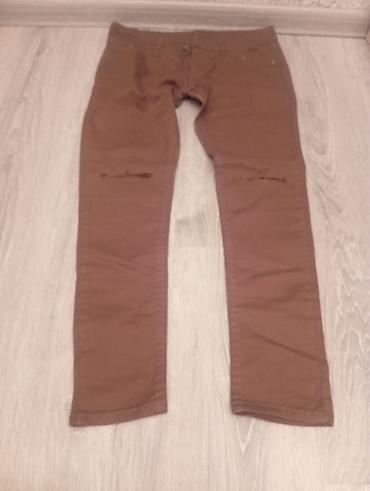 cins salvarlar kisi ucun: Qəhvəyi rəngli dar kəsimli cins şalvar. - Stil: slim/skinny kəsim, diz — 2