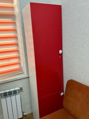 Ofis dəst mebeli: Mebel dəsti - Dar, hündür dolab: bir qapılı, korpus ağ, ön panel — 1