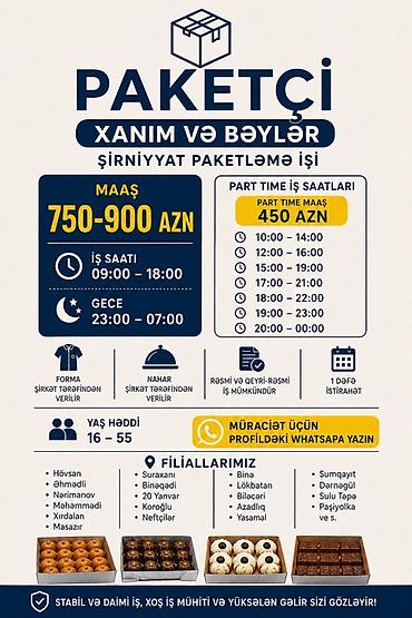 parnik is elanlari 2022: Qablaşdırıcı tələb olunur, 18-29 yaş, Təcrübəsiz, Aylıq ödəniş — 1