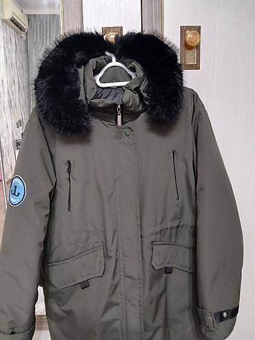 теплая верхняя одежда: Unisex qış parka gödəkçə - Rəng: zeytun-yaşıl - Kapüşon: iri, kənarı — 2