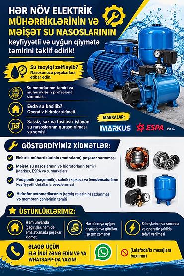 gidrafon temiri: Hər növ elektrik mühərriklərinin və məişət su nasoslarının keyfiyyətli — 1