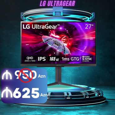 Monitorlar: LG Ultragear Gaming Monitor Manitor 27gr75q-b 27 Inc 165hz 1ms G-sync