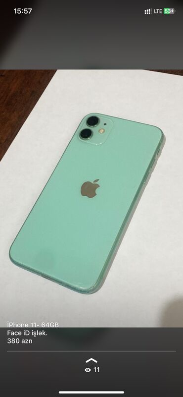 Apple iPhone: IPhone 11, 64 GB, Yaşıl, Face ID