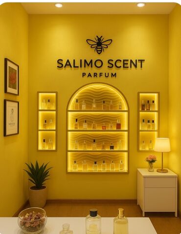 Sifarişlə bağ mebeli: “Salimo Scent” mağazası üçün hazırlanmış interyer dizaynı, ətirləri
