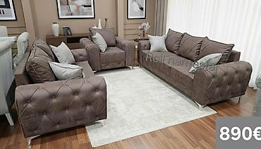 Stilske garniture: Komplet tapaciranih garnitura za dnevni boravak – moderan Chesterfield — 5