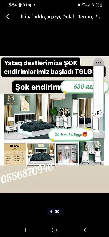 Yataq otağı dəstləri: İkinəfərlik çarpayı, Dolab, 2 tumba, Termo, Azərbaycan, Yeni -da lalafo.az — 6 Yataq otağı dəstləri: İkinəfərlik çarpayı, Dolab, 2 tumba, Termo, Azərbaycan, Yeni — 6