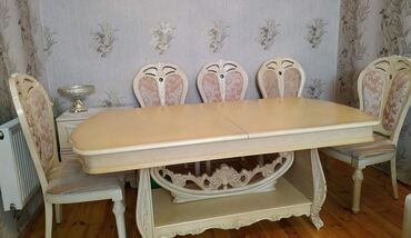 Ev üçün mebel: Qonaq otağı üçün, Açılan, Oval masa, 8 stul