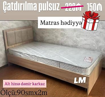 dem: Tək nəfərlik çarpayı - Ölçü: 90 sm x 200 sm - Alt hissə: dəmir karkaz — 1