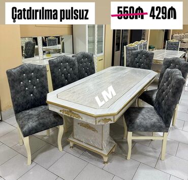 lalafo az ucuz tap stol stul: Для гостиной, Новый, Нераскладной, Прямоугольный стол, 6 стульев