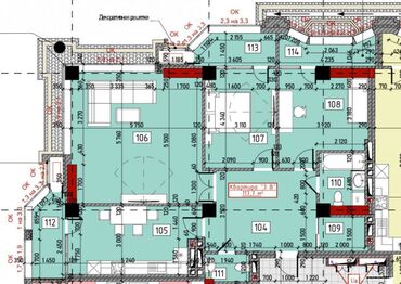 Продажа квартир: 3 комнаты, 117 м², Элитка, 6 этаж, ПСО (под самоотделку)
