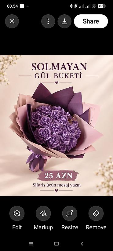 ev saatı: Solmayan gül buketi – zərif bənövşəyi rəngdə, çoxgüllü kompozisiya — 1