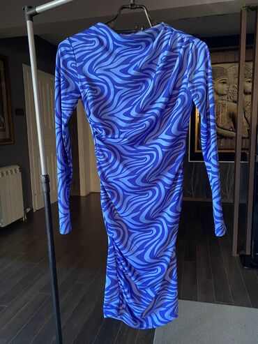 svečane mini haljine: XS (EU 34), color - Blue, Other style, Long sleeves