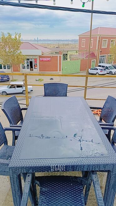JMC: Rattan tərzində açıq hava dəsti – 1 masa + 6 kreslo - Material: hava