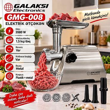 Ət çəkən maşınlar: №: 6159 Məhsulun adı: Ətçəkən maşın Galaksi GMG-008, 3500 Vt, 1.5 — 1