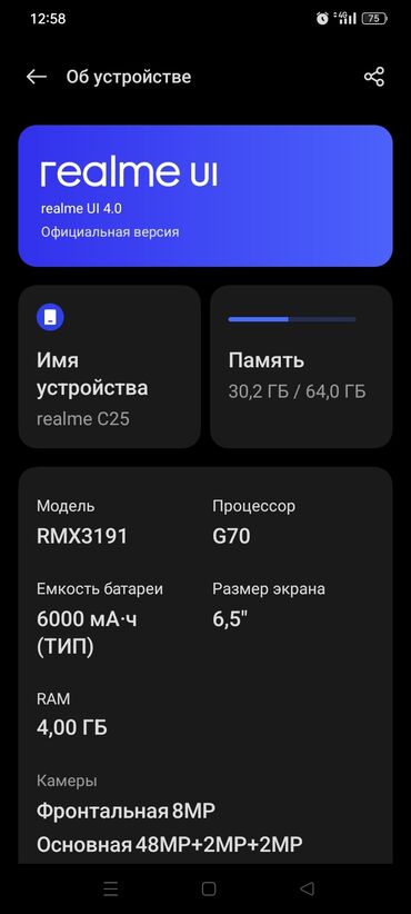 ноутбук в аренду бишкек: Realme C25, Колдонулган, 64 ГБ, 2 SIM