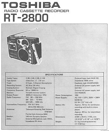 кассетный магнитофон: Для коллекционеров. Продаю магнитофон "Toshiba" RT2800 производства — 3