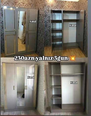 islenmis skaf: Yeni, 3 qapılı, Güzgülü, Boz, Açılan, Düz dolab — 1