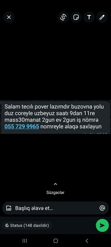 Ev qulluqçuları: Ev qulluqçusu tələb olunur, Növbəli qrafik, Təcrübəsiz, Gündəlik ödəniş