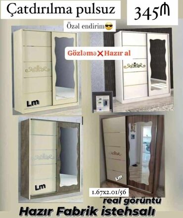 mebel sexləri: _*kupe dolab*_ _*fabri̇k i̇stehsali*_ qiymət : *345₼* ölçü