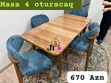 taxta skamya: Mətbəx üçün, Yeni, Açılan, 4 stul — 1