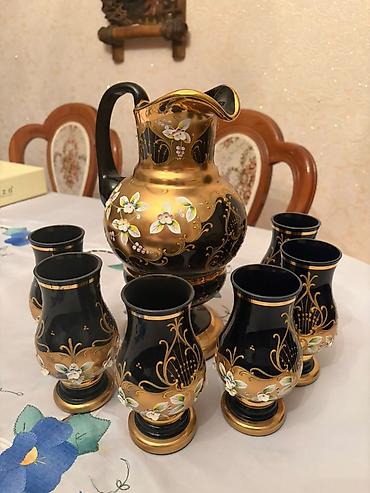 lime: Bədii dekorlu qrafin və 6 stəkandan ibarət şüşə dəst - Komplekt: 1 — 2