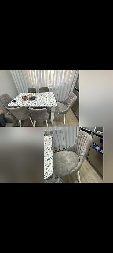 Qonaq otağı üçün, İşlənmiş, Dördbucaq masa, 6 stul