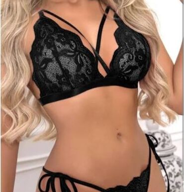 Toy paltarları və aksesuarları: Qara krujeva lingerie seti - 2 parçalı dəst: krujeva bralet və uyğun