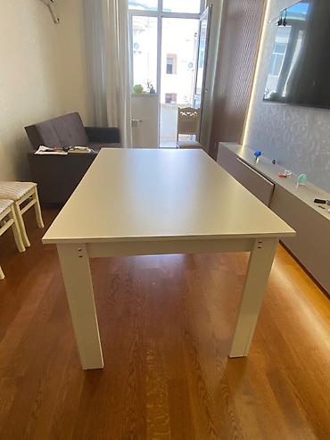 tap az metbex stol stul: Ağ rəngli yemək masası və 6 ədəd stul dəsti. Masa: - Minimalist — 4
