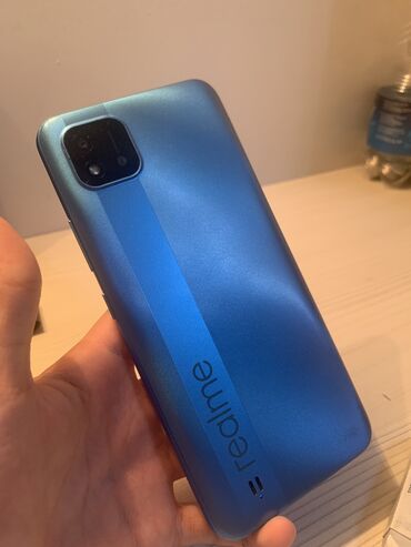 телефон 3000: Realme C11 (2021), Б/у, 32 ГБ, цвет - Голубой, 2 SIM
