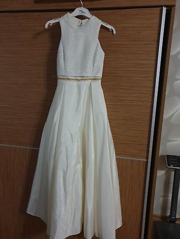 nikah: Zərif krem rəngli ziyafət/libas - Üst hissə: qolsuz, balaca yaxalı — 2