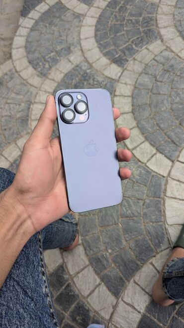 iphone 14 pro max baku qiymeti: IPhone 14 Pro Max, 128 GB, Deep Purple, Zəmanət, Simsiz şarj, Face ID